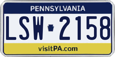 PA license plate LSW2158