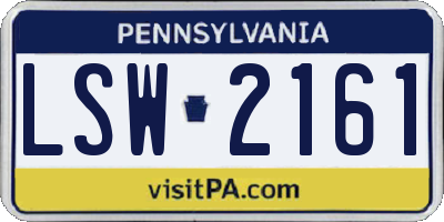 PA license plate LSW2161