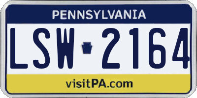 PA license plate LSW2164
