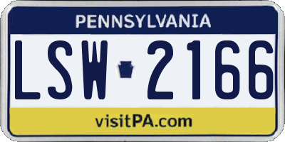 PA license plate LSW2166