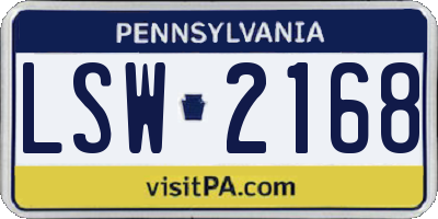 PA license plate LSW2168