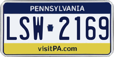PA license plate LSW2169