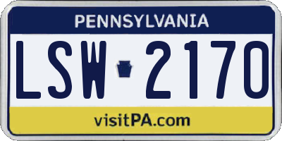 PA license plate LSW2170