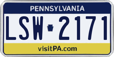 PA license plate LSW2171