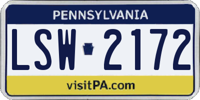 PA license plate LSW2172