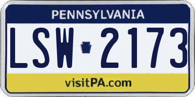 PA license plate LSW2173