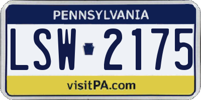 PA license plate LSW2175