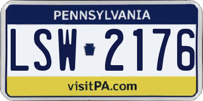 PA license plate LSW2176