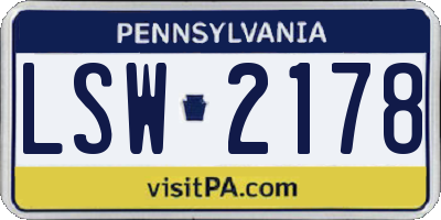 PA license plate LSW2178