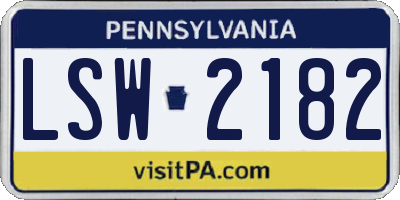 PA license plate LSW2182