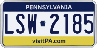 PA license plate LSW2185