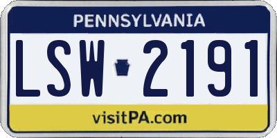 PA license plate LSW2191