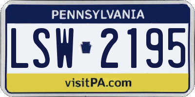 PA license plate LSW2195