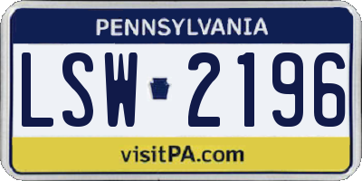 PA license plate LSW2196