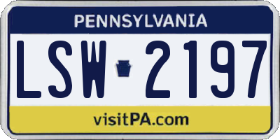 PA license plate LSW2197