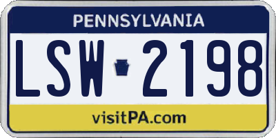 PA license plate LSW2198