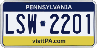 PA license plate LSW2201