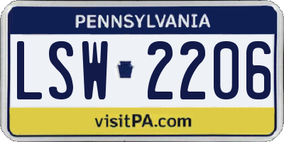 PA license plate LSW2206