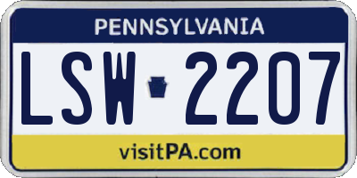 PA license plate LSW2207