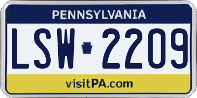 PA license plate LSW2209