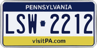 PA license plate LSW2212