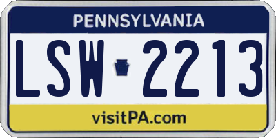 PA license plate LSW2213