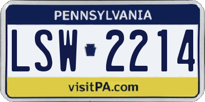 PA license plate LSW2214
