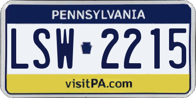PA license plate LSW2215