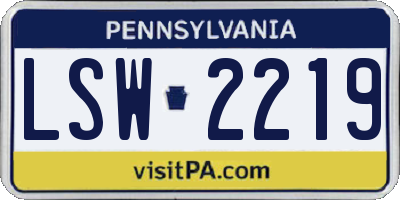 PA license plate LSW2219
