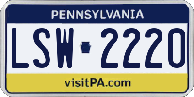 PA license plate LSW2220
