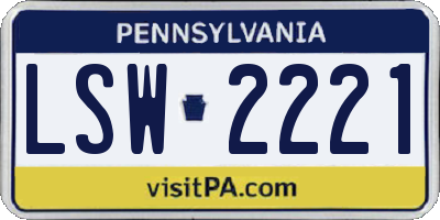PA license plate LSW2221