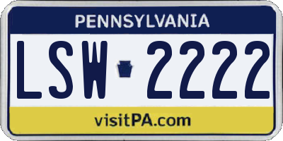 PA license plate LSW2222