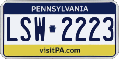 PA license plate LSW2223