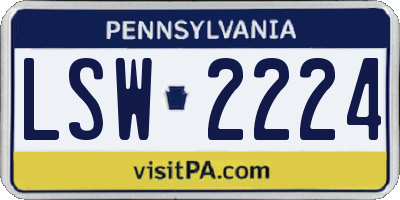 PA license plate LSW2224