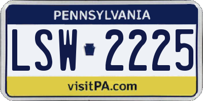 PA license plate LSW2225