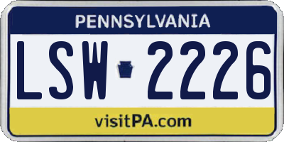 PA license plate LSW2226