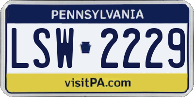 PA license plate LSW2229