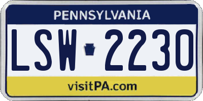 PA license plate LSW2230
