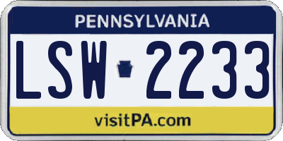 PA license plate LSW2233
