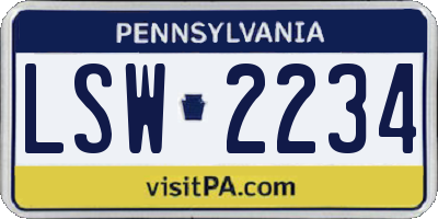 PA license plate LSW2234