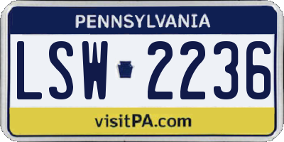PA license plate LSW2236
