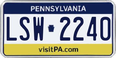 PA license plate LSW2240