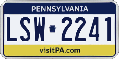PA license plate LSW2241