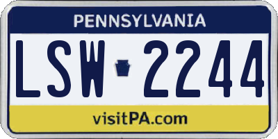 PA license plate LSW2244