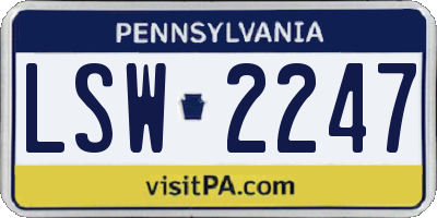 PA license plate LSW2247