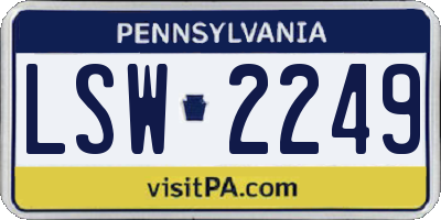PA license plate LSW2249