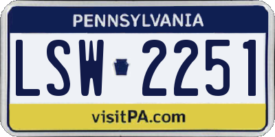 PA license plate LSW2251