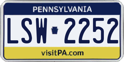 PA license plate LSW2252