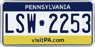 PA license plate LSW2253