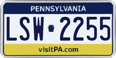 PA license plate LSW2255